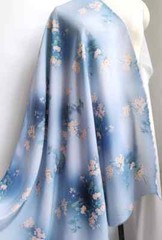 55” Wide By Yards Blue Floral Rayon Viscose Fabric For Dress Shirt Sewing