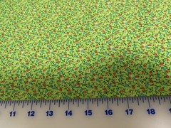 Country Calico Lime with Turquoise, white & Pink flowers cotton Fabric per yard