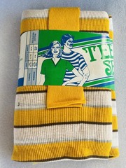 Vtg 70s Tee Set Fabric Wholesale Lot 7pc Deadstock Knit Ribbing NOS Stripe Solid
