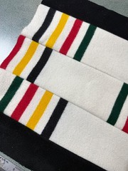Pendleton Wool Blanket md. weight patchwork fabric piece 35×17.75 in F171