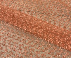 PEACH Embroidery ORGANZA Fabric 58” Width Sold By The Yard