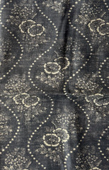 Ralph Lauren Etienne Floral Vintage Black Designer Fabric Remnant 24″x24″