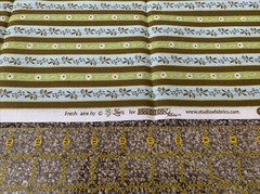 NEW Fresh Aire BJ LANTZ Studio E Fabrics 1/2 Yd Blue Green Brown Floral Scroll