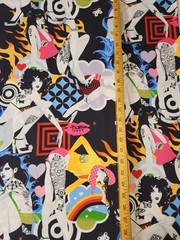 Alexander Henry Fabric Inked 2006 Tattoo Pinup Girls Groovy Retro Fashion 1 Yard