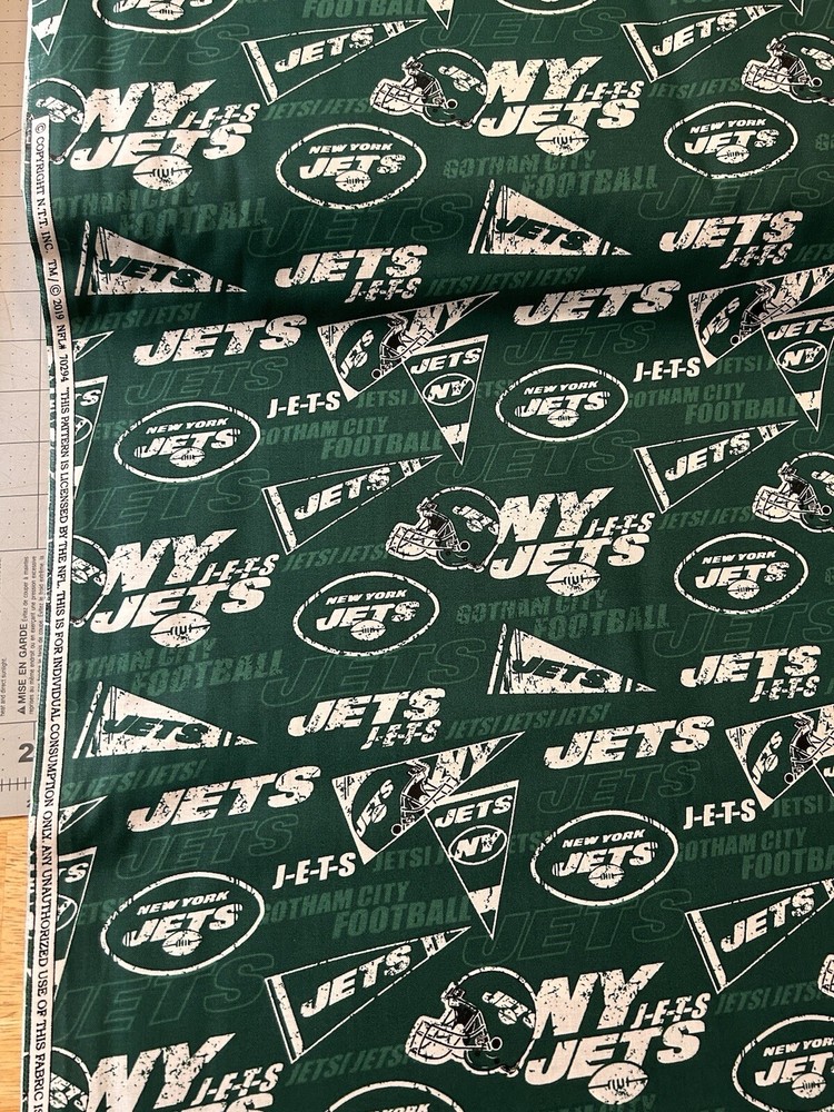 NFL New York Jets Football Cotton Fabric 1/2 Yard (18 By 58”) New