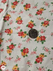 Vintage cotton fabric, floral, 22 by 33, sewn into bag of 22 by 16 1/2 inches,3A