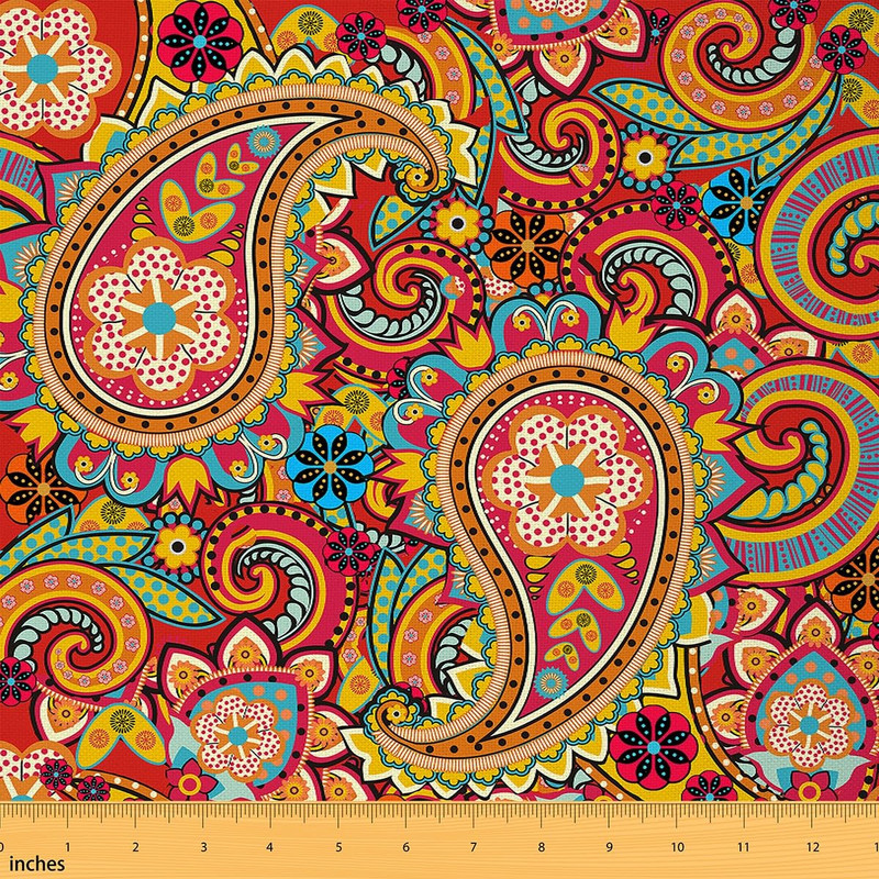 Feelyou Paisley Fabric By The Yard Colorful Boho Paisley Floral Upholstery