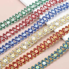 0.7 Inch x 14 Yards Sequin Ribbon Trim, Wave Woven Braid Trimming Flat Sequin…