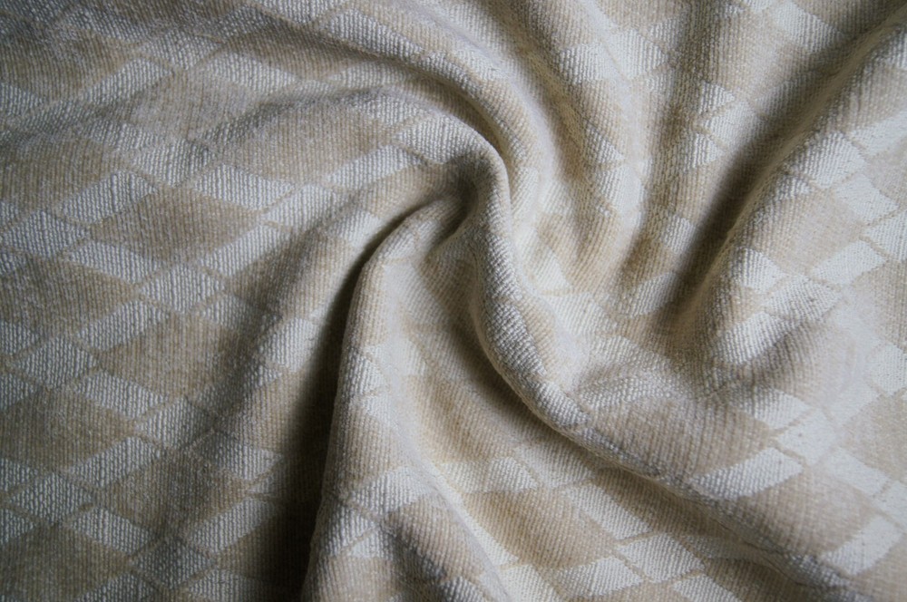 3/4 Yard Beige on Beige Diamonds Soft Upholstery Fabric 33″ X 56″