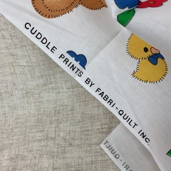 Vintage Teddy Bear Duck Flowers Novelty Print Nursery Fabric 55″ L x 45″ W