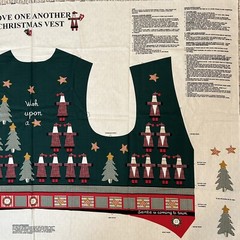 Fabric Panel Christmas Vest Love One Another One Size Santa Wish Upon Star Green