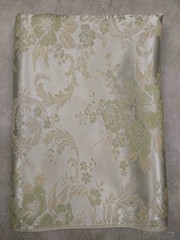 Vtg Brocade Damask Fabric Jacquard 1 Yd 30″ x 58″ Sage Green Silver Floral MCM