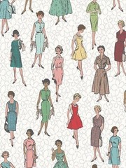 Riley Blake FABRIC Stitching Cream Sewing Lady Fat Eighth 9×21