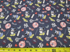 NEW YORK YANKEES MLB DISNEY 100% COTTON 1/2 YD PIECE BRAND NEW DESIGN “GO YANKS”