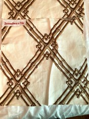 BRUNSCHWIG & FILS 2 pc Bamboo Trellis Tan 12 1/2, 13″ Embroidered Fabric Samples