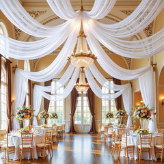 White Wedding Arch Draping Fabric, 2 Packs 29″ x 20FT Sheer Fabric Arch Drapery