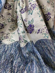 Fabric By The Yard Prom Dress Purple Fringes On Brocade Floral Flowers Metallic
