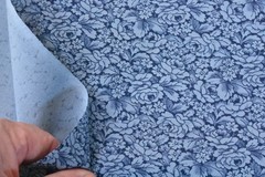 By 1/2 Yd, Vintage, Blue Calico on Navy-Blue Quilt Cotton, V921
