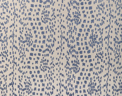 BRUNSCHWIG & FILS CURTAIN FABRIC Les Touches Embroidered 5.3 METRES CATON BLUE