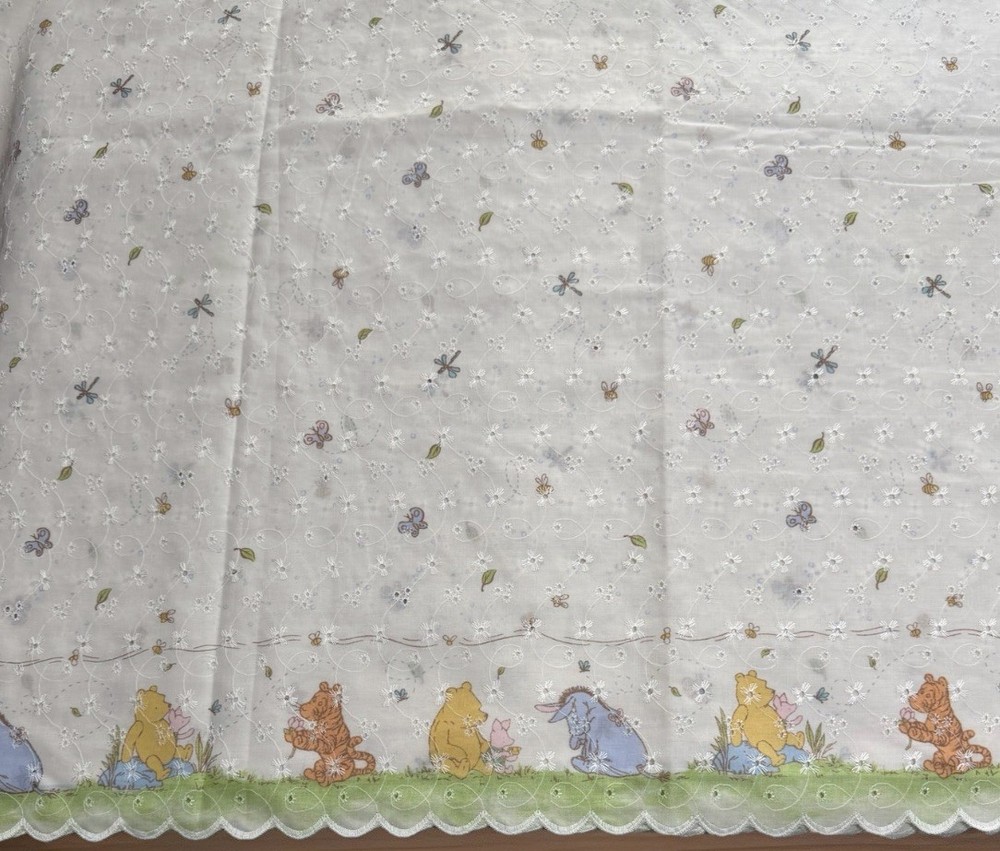 Vintage Winnie the Pooh Scalloped Eyelet Single Border Ivory 69″ x 44″ #1