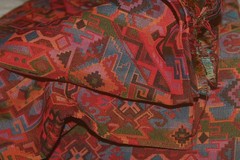Southwest Aztec Tapestry Upholstery Fabric Remnant 55″ x 3.75 yds Deep Red woven