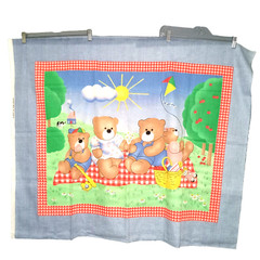 Vintage Baby Quilt Panel Fabric Teddy Bear Picnic Crib Blanket Craft 43×35.5