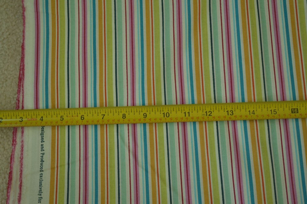 By 1/2 Yd, Bright Gold Orange Green Pink & Red Striped Quilt Fabric/Jo-Ann,C2506