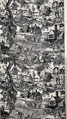 Toile Fabric Cotton Vintage Black Beige 2 Yds + 25″ (97″) x 44″(W) Farm Theme