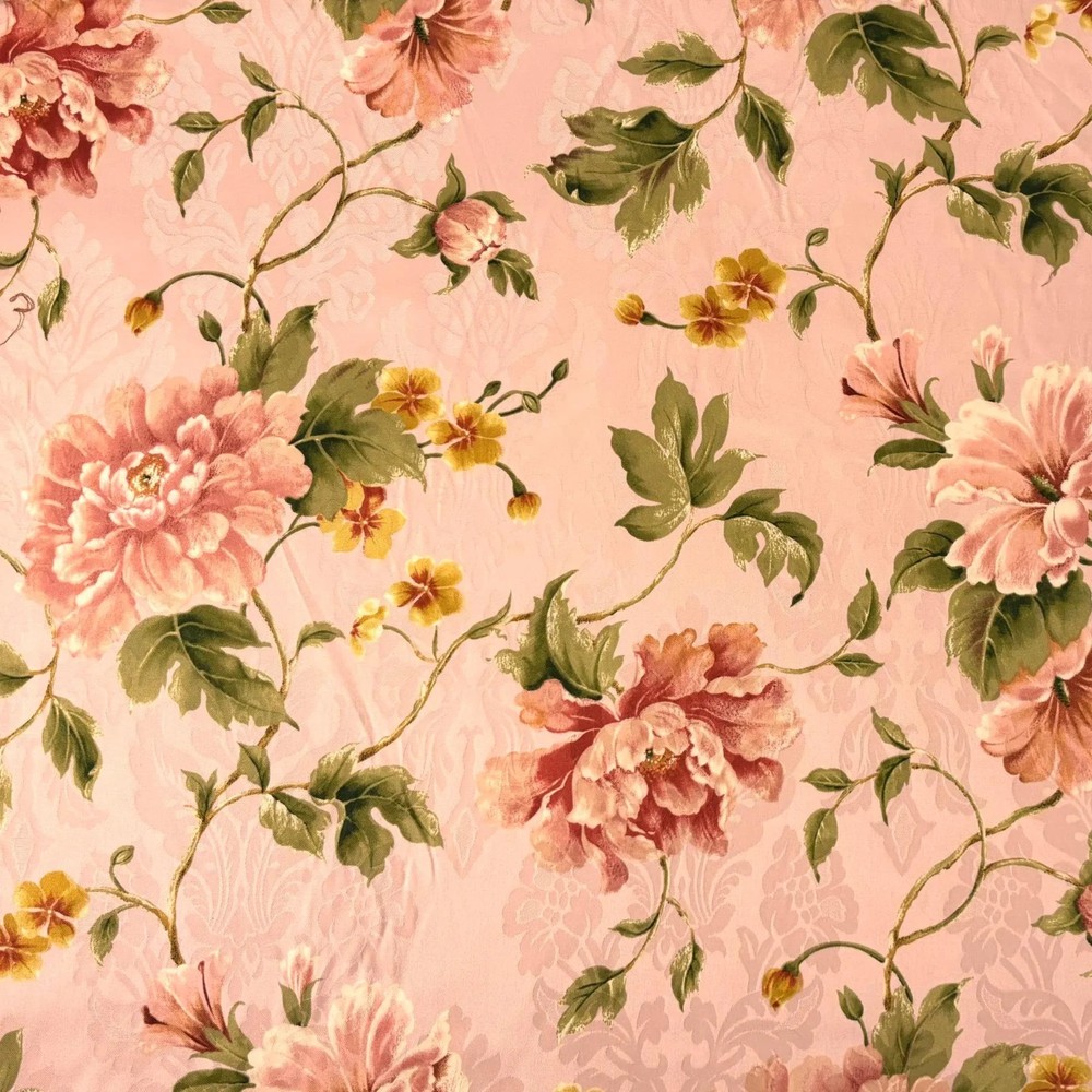 Mill Creek Floral PETAL Pink Cotton Drapery Curtain Pillow Fabric 1.375 Yards