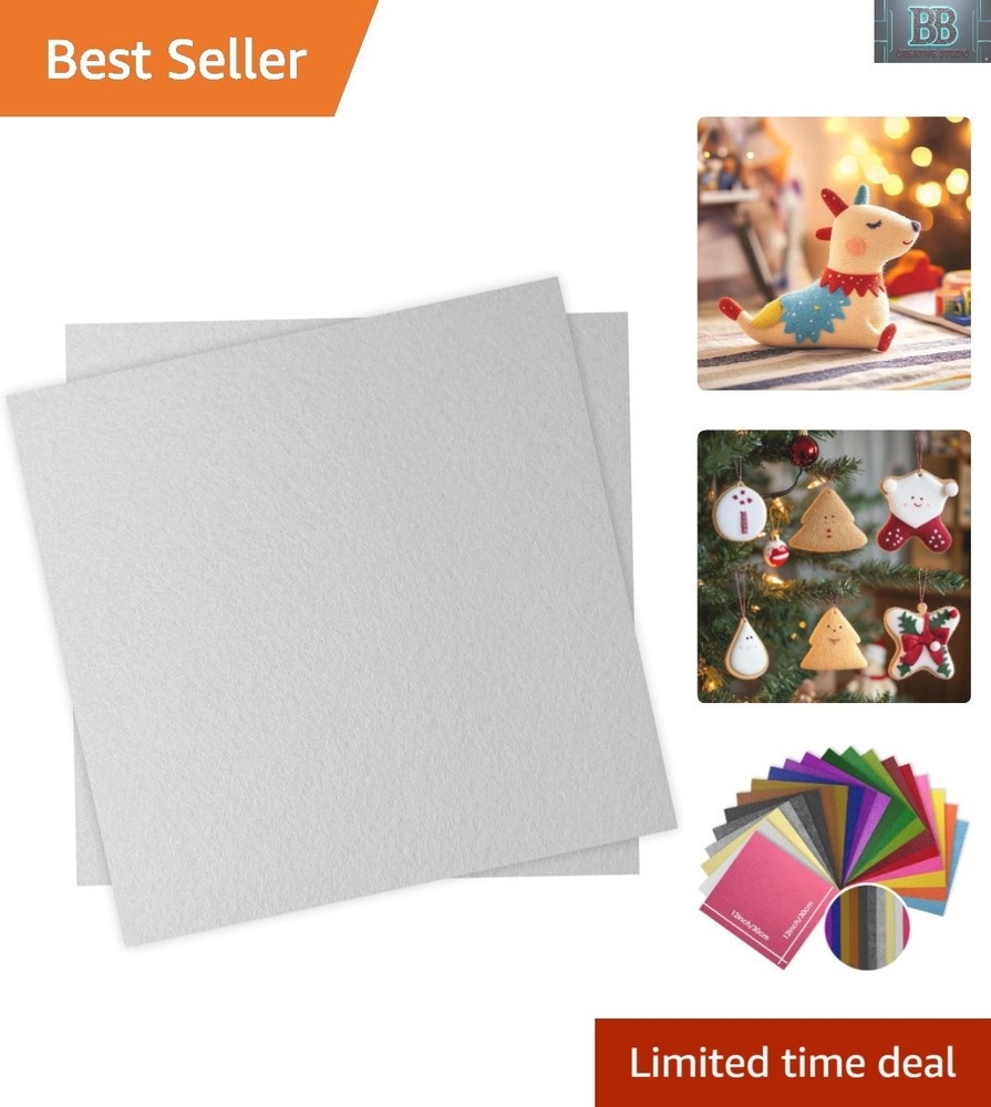 2pcs 12″ x 12″ Soft White Felt Fabric for Unlimited Crafting Possibilities