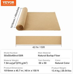 40 Inch by 150 Feet Burlap Roll Natural Jute for DIY Crafts and Home Decoration