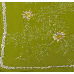 Sanskriti Vintage Pallu Fabric Georgette Hand Beaded Green Design Decor Craft