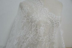 Off white eyelash lace fabric chantilly scalloped fabric soft french lace fabric
