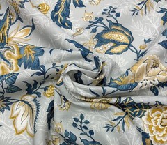 BALLARD DESIGNS WELLING BLUE JACOBEAN FLORAL DESIGNER FABRIC BY YARD 54″W