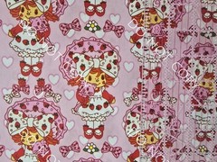 Custom 100% Cotton Woven Berry Girl Pink 80s Cartoon by the 1/4 Yard 9×56 V4