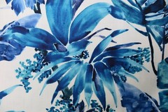 CHIVASSO CURTAIN FABRIC DESIGN “Jungle Like” 3.3 METRES BLUE LINEN BLEND