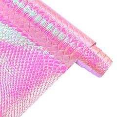 30x135cm Holographic Crocodile Skin Vinyl, Iridescent Pink Alligator