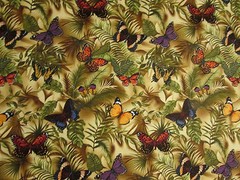 Butterfly Natural Butterflies Ferns Cotton Fabric FQ