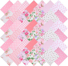 42Pcs Pink Charm Packs for Quilting, 100% Cotton Fabric Squares 5 x 5Inch Pre-Cu
