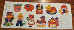 Vintage Barnyard Appliques Fabric Panel Sunbonnet Kids Mushrooms Cranston VIP