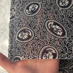 Vintage 140″x37″ Blue White Floral Medallion Fabric Piece Flowers Plants