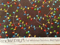 Black Christmas Lights Print Cotton Fabric Whistler Studios Windham 27×40″ F133