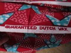 VERTITABLE WAS HOLLANDAIS RED AQUA STAR COTTON FABRIC 2.75 YDS DUTCH WAX VLISCO
