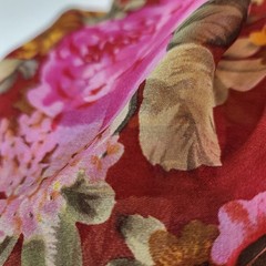 6 Yrds 52″ Silk Chiffon Fabric Floral Print Red Pink Yellow Roses Sheer Drapey
