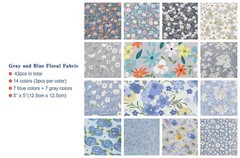Assorted Blue Grey Prints 5×5 In Precut Cotton Fabric Quilting Squares Pack