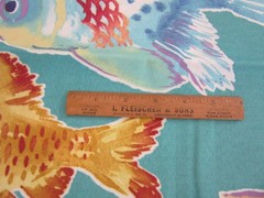 Richloom Solarium TROPICAL FISH Heavyweight Fabric 2 yards x 54 Teal Blue