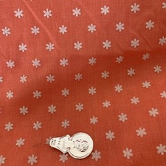 Flocked Orange Fabric white daisy 2 yds 44″ x 72″ chambray weight vintage