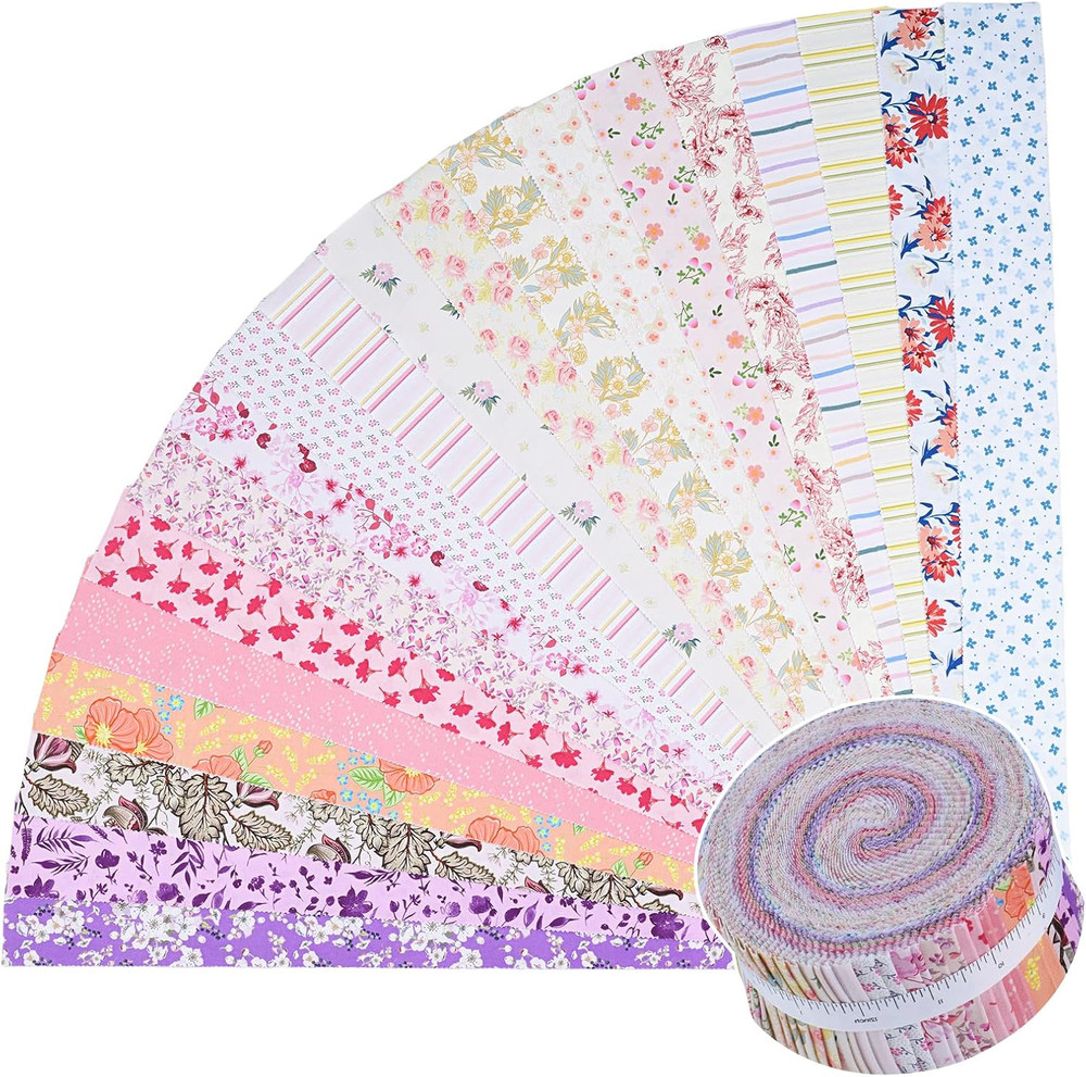 -100% US Cotton Precut Fabric Strips Roll for Quilting, Crafting, and Sewing, So
