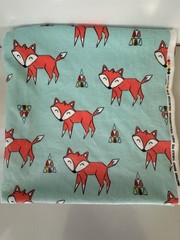 Fabric Minky Tokala Fox Aqua T60x33 Little Fox Winter Foxy Cotton Fabric