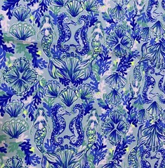 Lilly Pulitzer Dobby Cotton Fabric Sea Glass Aqua Seeing Double 210″ x 54″
